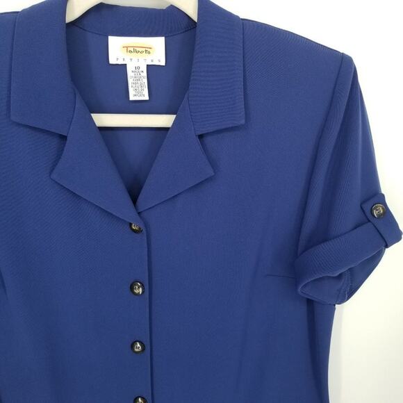 3/ $25 Talbots Vintage 90s Utility Maxi Shirt Dress 10P Blue Short Sleeve Button - Picture 2 of 6